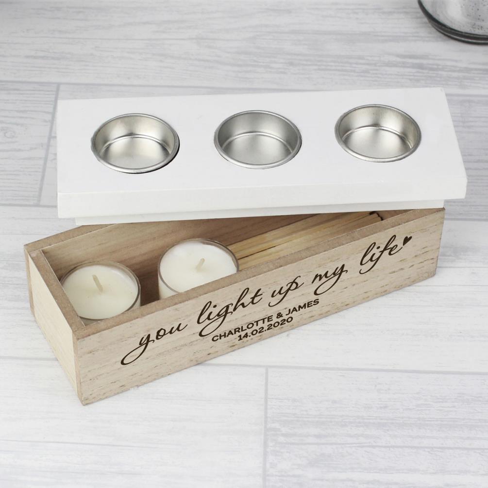 Personalised You Light Up My Life Triple Tea Light Box Extra Image 2